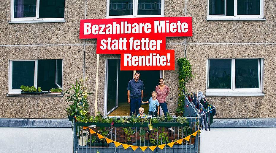 Banner: Bezahlbare Miete statt fetter Rendite!