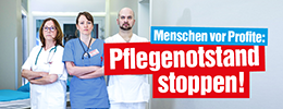 Banner: Pflegenotstand stoppen!